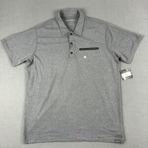 Eddie Bauer Polo Shirt Mens‎ Medium Gray FreeDry MR SS MTN Trek Performance Golf